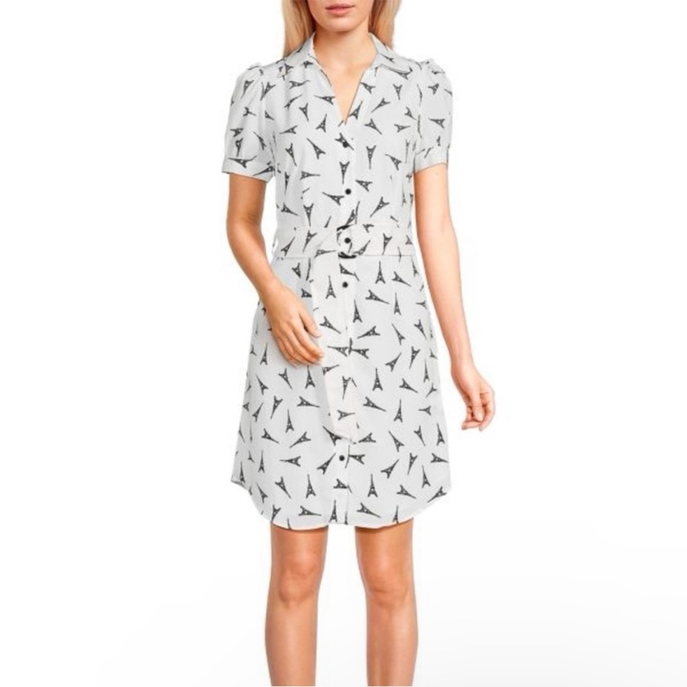 Karl Lagerfeld Paris Puff Sleeve Eiffel Tower Dress